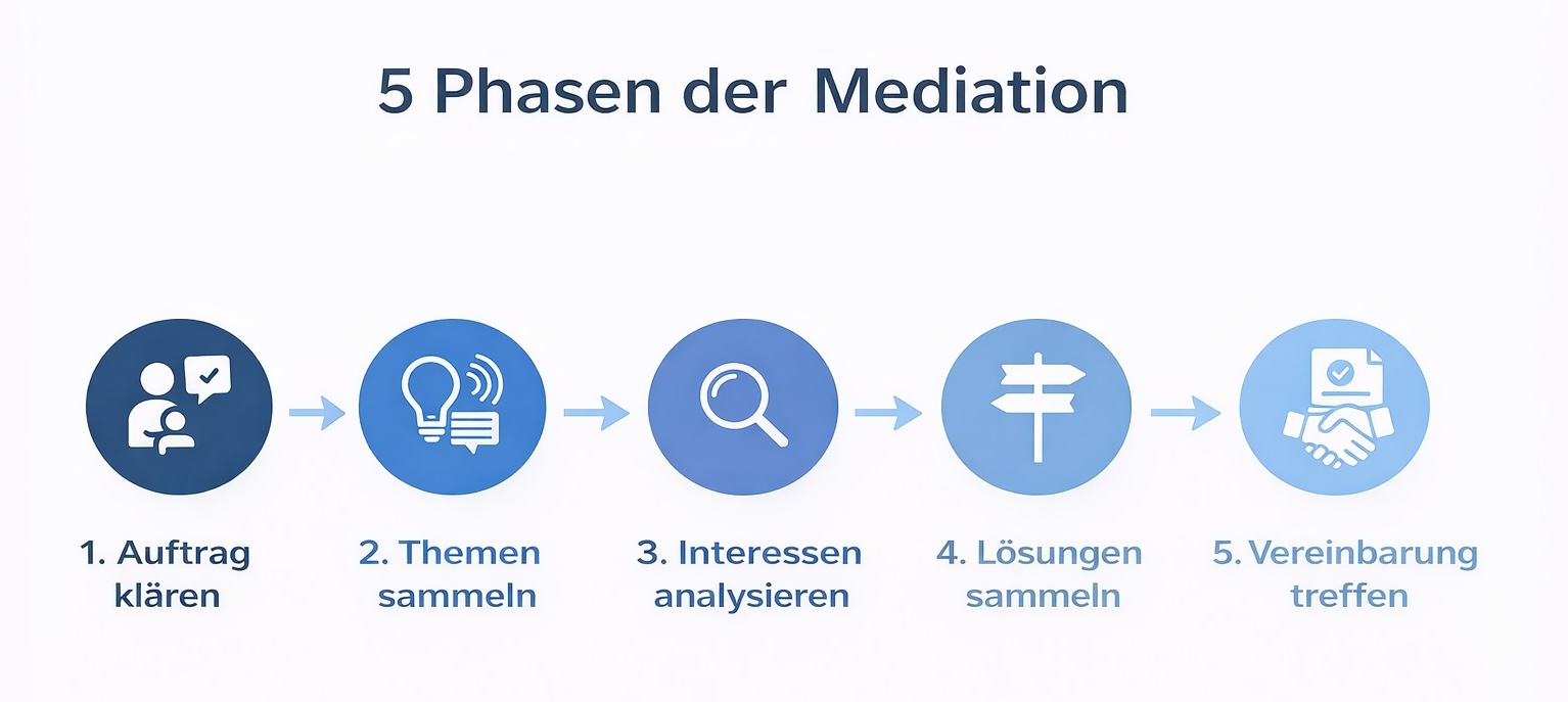 5 Phasen der Mediation